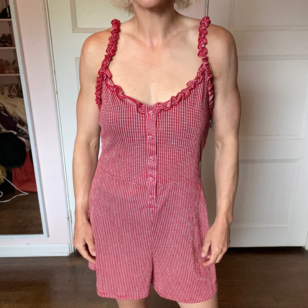 Red gingham Zara playsuit romper jumpsuit